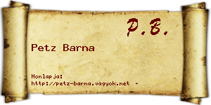 Petz Barna névjegykártya